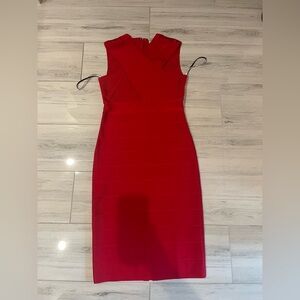 Herve Leger Vibrant Red Midi Dress